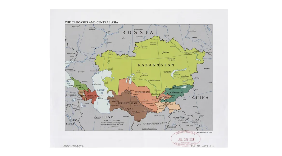 Mapa Ásia Central e Caucaso. Créditos: Central Intelligence Agency, Public Domain