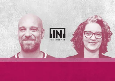 Imagem da dupla do [IN]Pertinente Sociedade, composta por Hugo van der Ding e Mónica Vieira