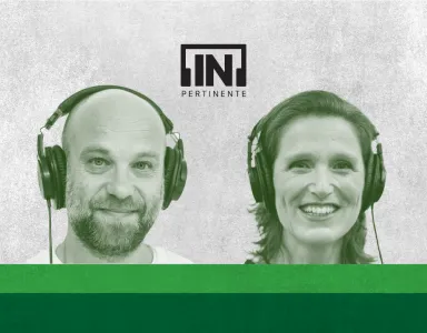 Imagem ilustrativa da dupla [IN] Pertinente Sociedade, com Hugo van der Ding e Isabel Rocha Pinto