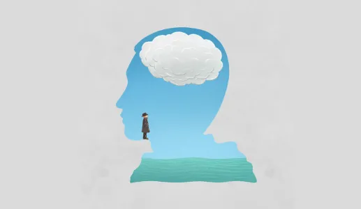 Imagem de ilustração de um cérebro em forma de nuvem