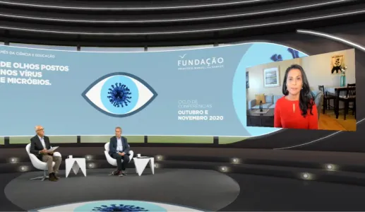 Imagem de Nahid Bhadelia, durante a sessão «Preparação para Pandemias»